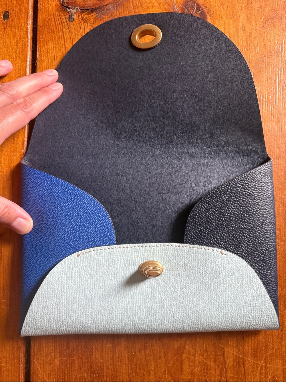Coach (Re) Loved Colorblock Envelope Clutch in Various Blues - Picture 3 of 3